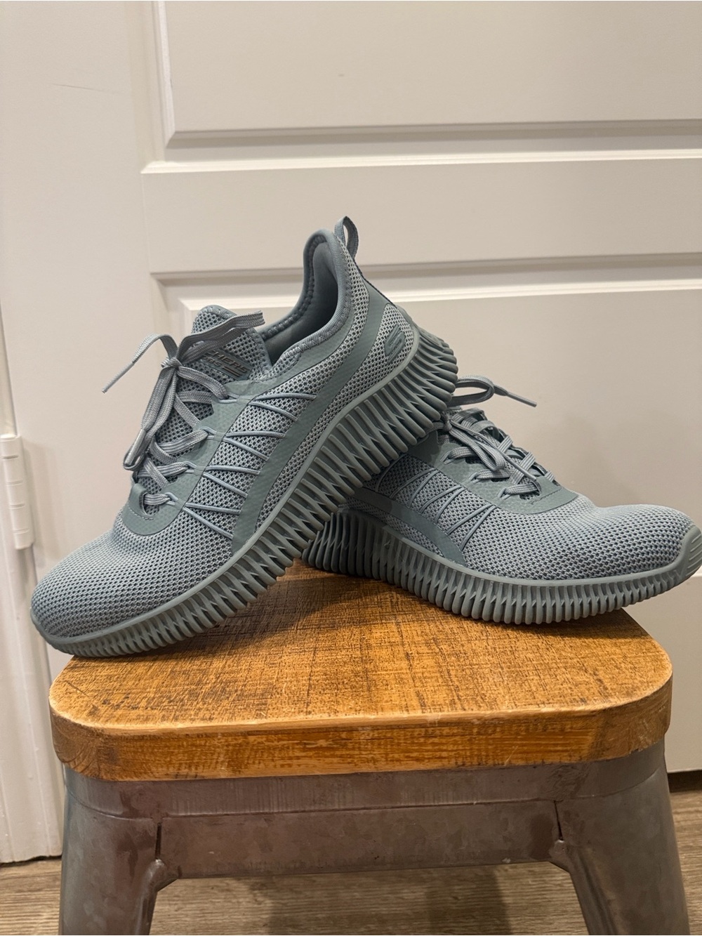 Skechers BOBS Sports Geo Slate Blue Grey US 7.5 Women’s Sneakers Shoes